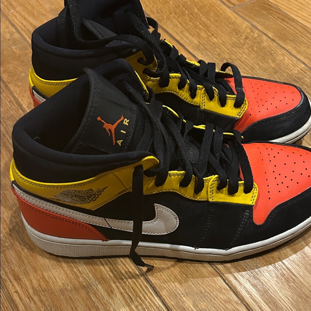 Nike Air Jordan Mid 1  - Black, Red, Yellow